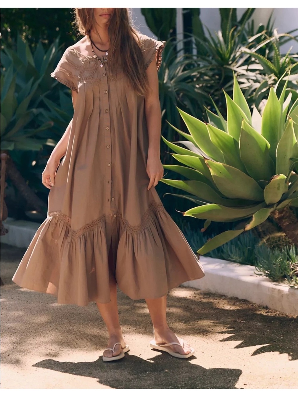 Free People Aster Midi Dress Womens Small Rose Excellent Boho Lace Free-Est - Picture 4 of 9
